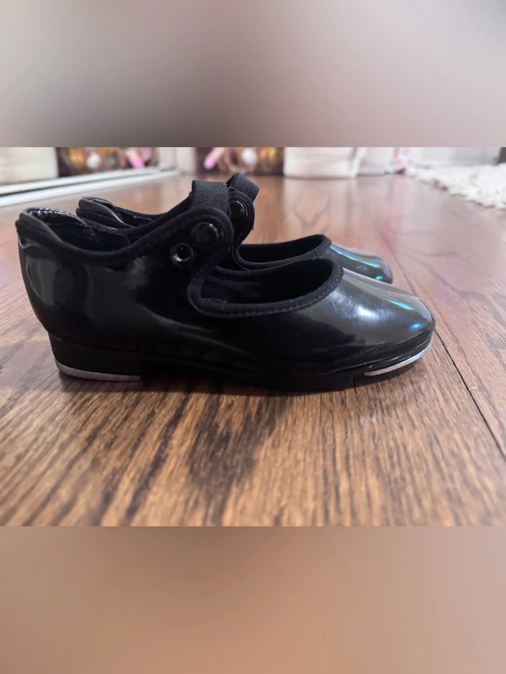 Capezio Girls Black Patent Mary Jane Tap Shoes 9.5 toddler